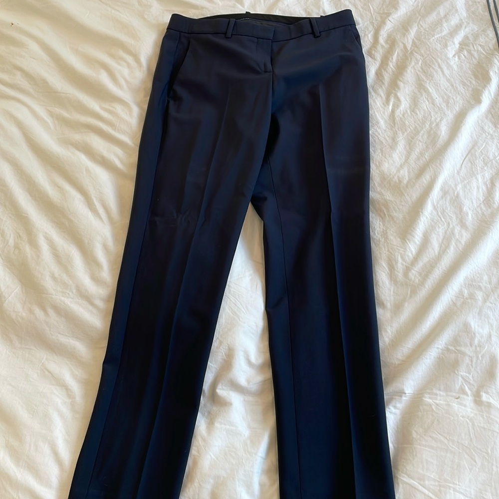 Theory blue wool slim, full length pants.